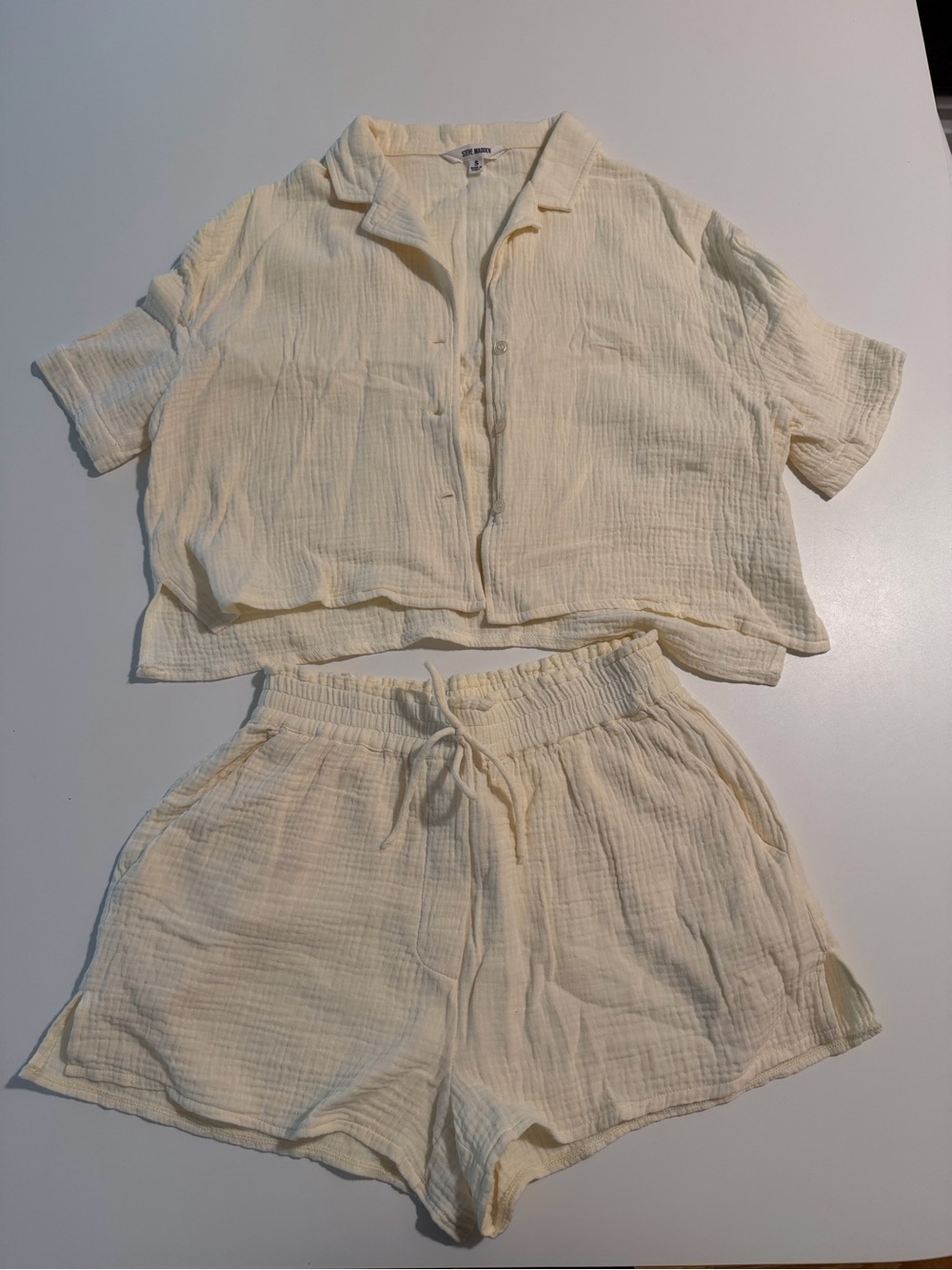 Steve Madden Light Yellow/Cream 100% Cotton Matching Set